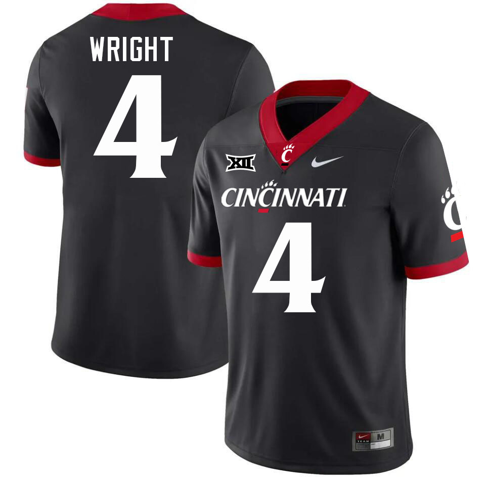Cincinnati Bearcats #4 Ethan Wright Big 12 Conference College Football Jerseys Stitched Sale-Black